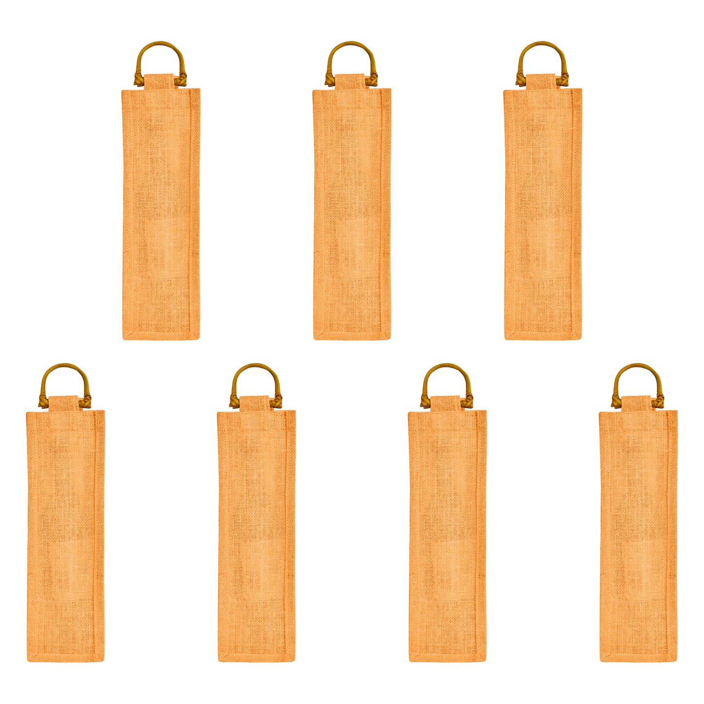 Wholesale Coloured Jute Wine Bottle Bags with Cane Handles – For Events & Gifting (Pack of 7)