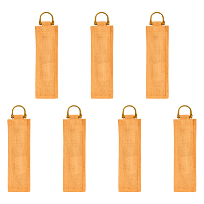 Wholesale Coloured Jute Wine Bottle Bags with Cane Handles – For Events & Gifting (Pack of 7)
