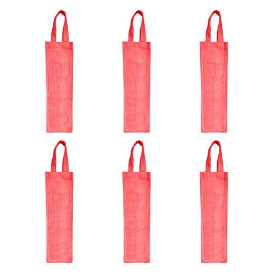 Coloured Jute Wine Gift Bags – Wholesale Reusable Bottle Bags with Handles for Weddings & Events (Pack of 6)