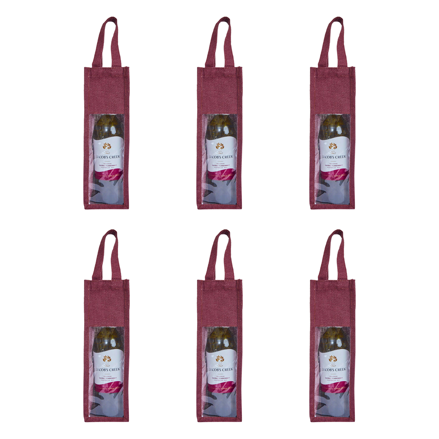 Reusable Jute Wine Gift Bags – Coloured Bottle Bags for Celebrations & Events, Wholesale (Pack of 6)