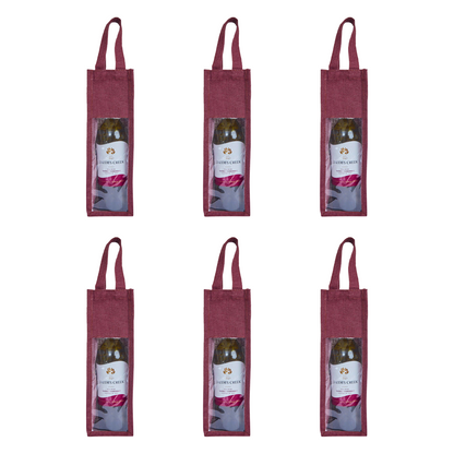 Reusable Jute Wine Gift Bags – Coloured Bottle Bags for Celebrations & Events, Wholesale (Pack of 6)