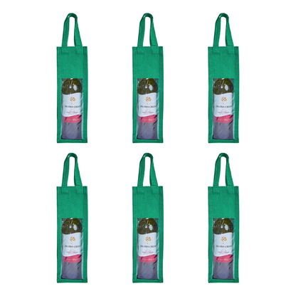 Reusable Jute Wine Gift Bags – Coloured Bottle Bags for Celebrations & Events, Wholesale (Pack of 6)