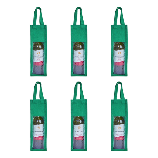 Reusable Jute Wine Gift Bags – Coloured Bottle Bags for Celebrations & Events, Wholesale (Pack of 6)