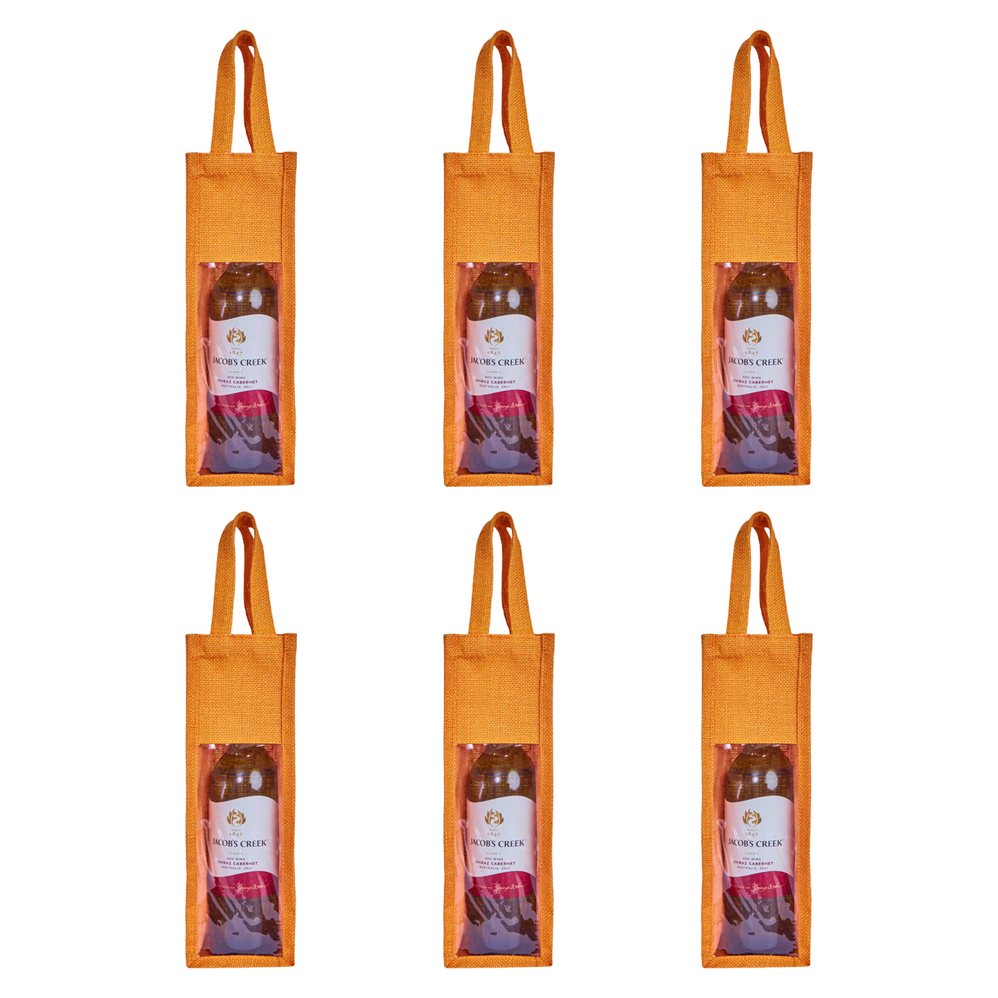 Reusable Jute Wine Gift Bags – Coloured Bottle Bags for Celebrations & Events, Wholesale (Pack of 6)