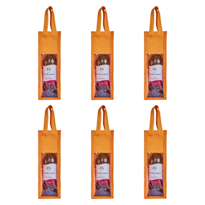 Reusable Jute Wine Gift Bags – Coloured Bottle Bags for Celebrations & Events, Wholesale (Pack of 6)