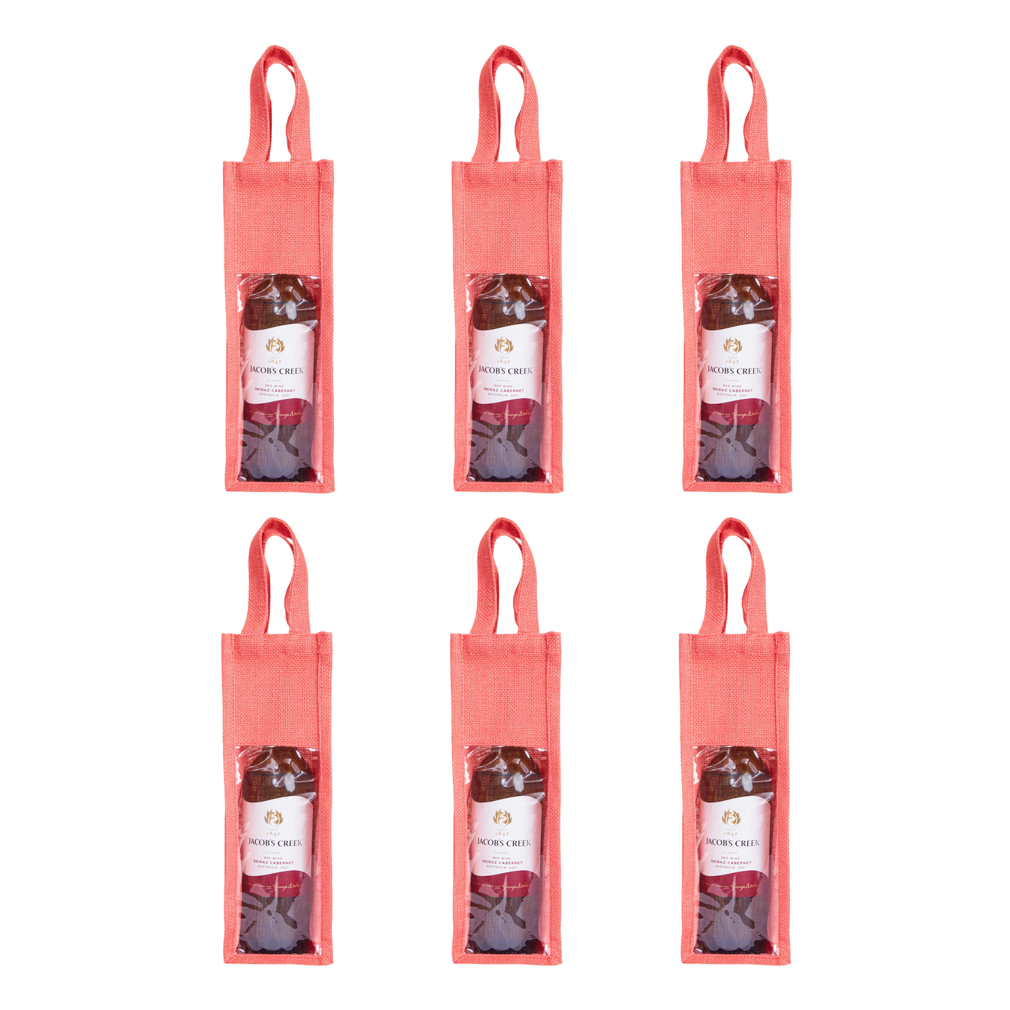 Reusable Jute Wine Gift Bags – Coloured Bottle Bags for Celebrations & Events, Wholesale (Pack of 6)