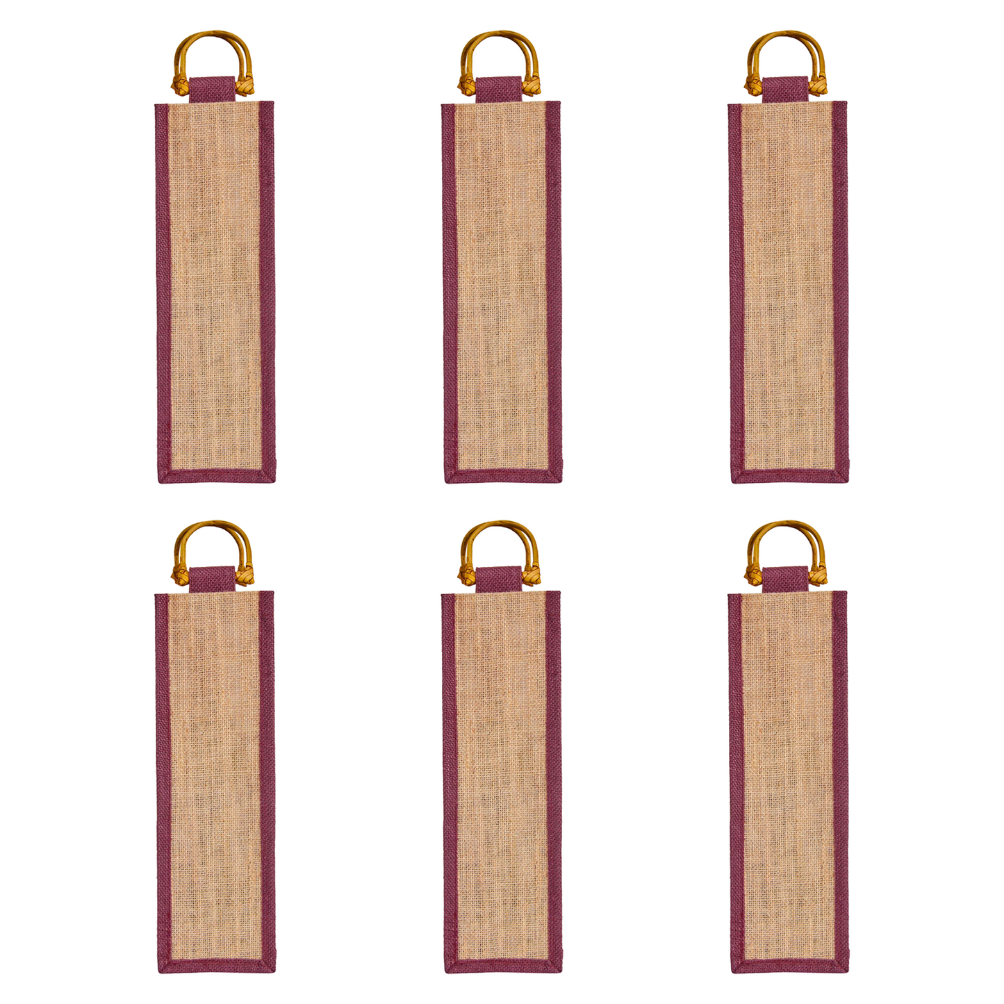 Wholesale Jute Wine Gift Bags with Cane Handles – New Year, Weddings, Birthdays, Parties, Christmas & Special Occasion (Packs of 6)