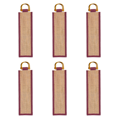 Wholesale Jute Wine Gift Bags with Cane Handles – New Year, Weddings, Birthdays, Parties, Christmas & Special Occasion (Packs of 6)