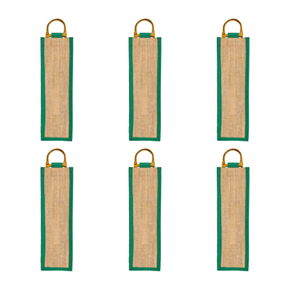 Wholesale Jute Wine Gift Bags with Cane Handles – New Year, Weddings, Birthdays, Parties, Christmas & Special Occasion (Packs of 6)