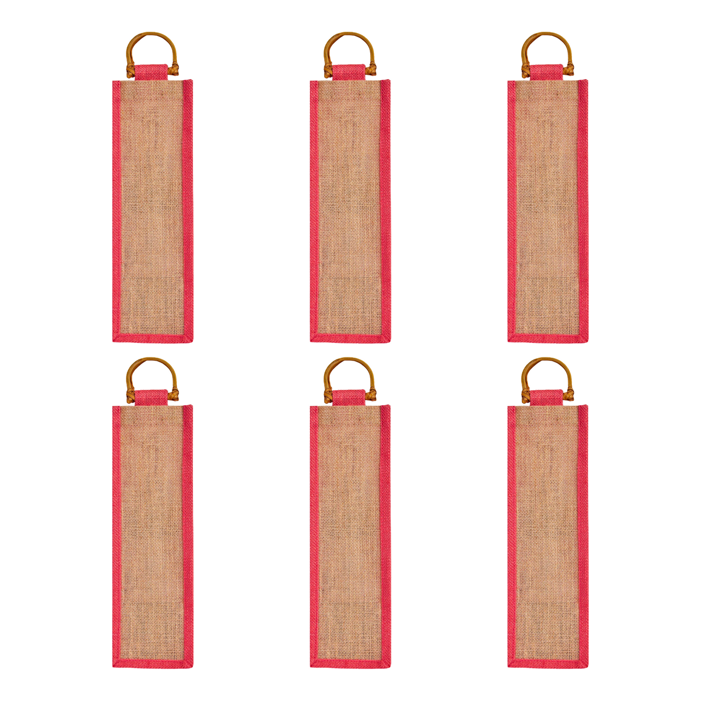Wholesale Jute Wine Gift Bags with Cane Handles – New Year, Weddings, Birthdays, Parties, Christmas & Special Occasion (Packs of 6)