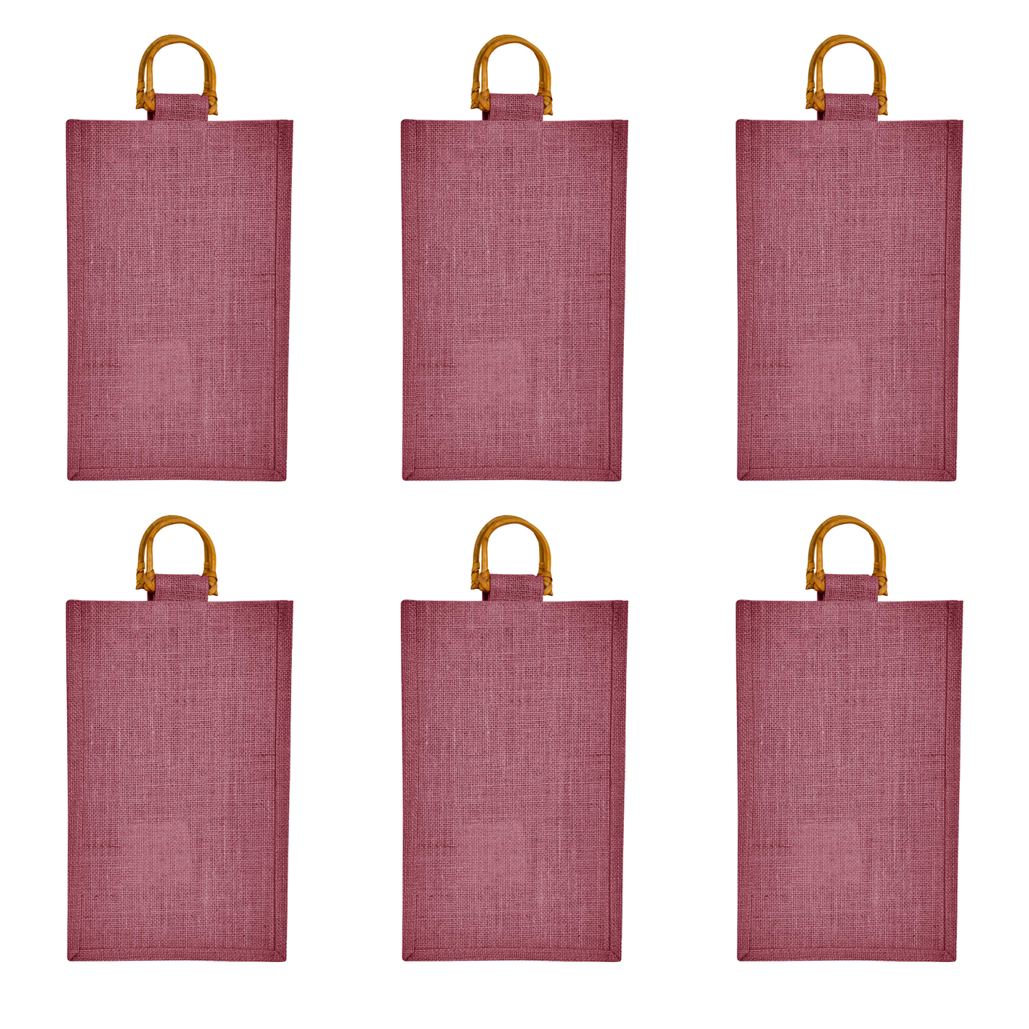 Coloured Jute Wine Burlap Gift Bags – Reusable 2-Bottle Wholesale Tote Bags, Gifting, Weddings, Parties & Holidays (Packs of 6)