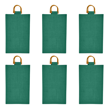 Coloured Jute Wine Burlap Gift Bags – Reusable 2-Bottle Wholesale Tote Bags, Gifting, Weddings, Parties & Holidays (Packs of 6)