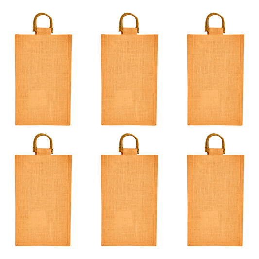 Coloured Jute Wine Burlap Gift Bags – Reusable 2-Bottle Wholesale Tote Bags, Gifting, Weddings, Parties & Holidays (Packs of 6)