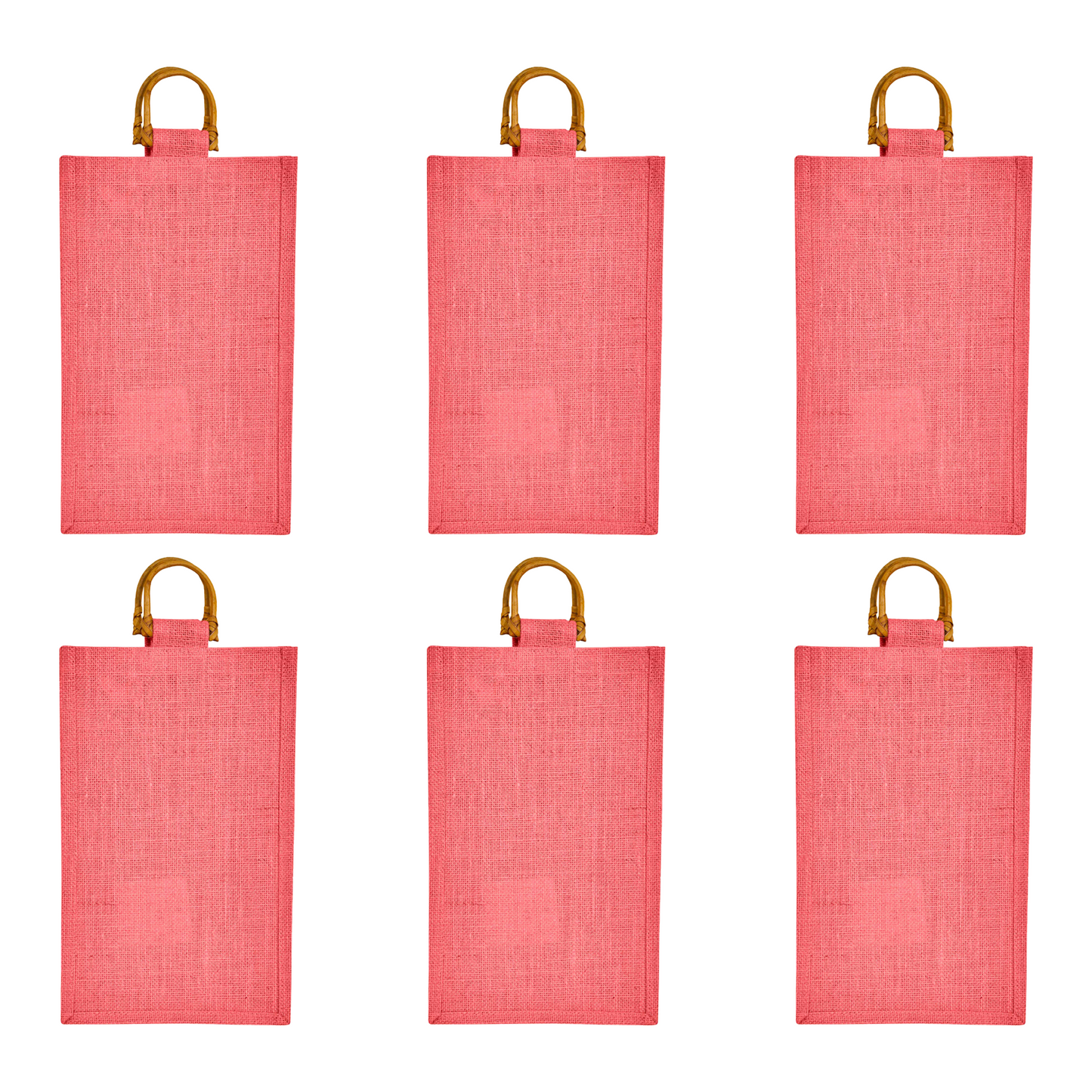 Coloured Jute Wine Burlap Gift Bags – Reusable 2-Bottle Wholesale Tote Bags, Gifting, Weddings, Parties & Holidays (Packs of 6)