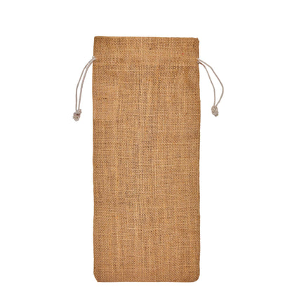 Wholesale Reusable Jute Wine Bottle Bags – Burlap Drawstring Pouches for Gifting & Events (Pack of 12)