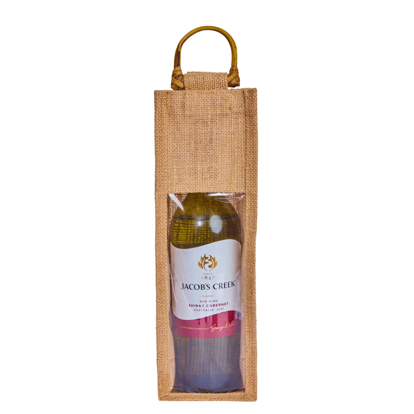 Natural Wholesale Jute Wine Bags with PVC Window – Reusable Single Bottle Bag for Weddings, Parties & Special Occasions (Set of 12)
