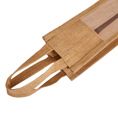 Wholesale Natural Burlap Jute Wine Gift Bags – Reusable Bottle Totes for Parties & Celebrations (Pack of 12)