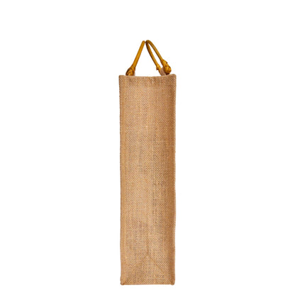 Jute Wine Gift Bags with Cane Handles – 2 Bottle Burlap Totes for Celebrations & Events, Wholesale (Pack of 12)