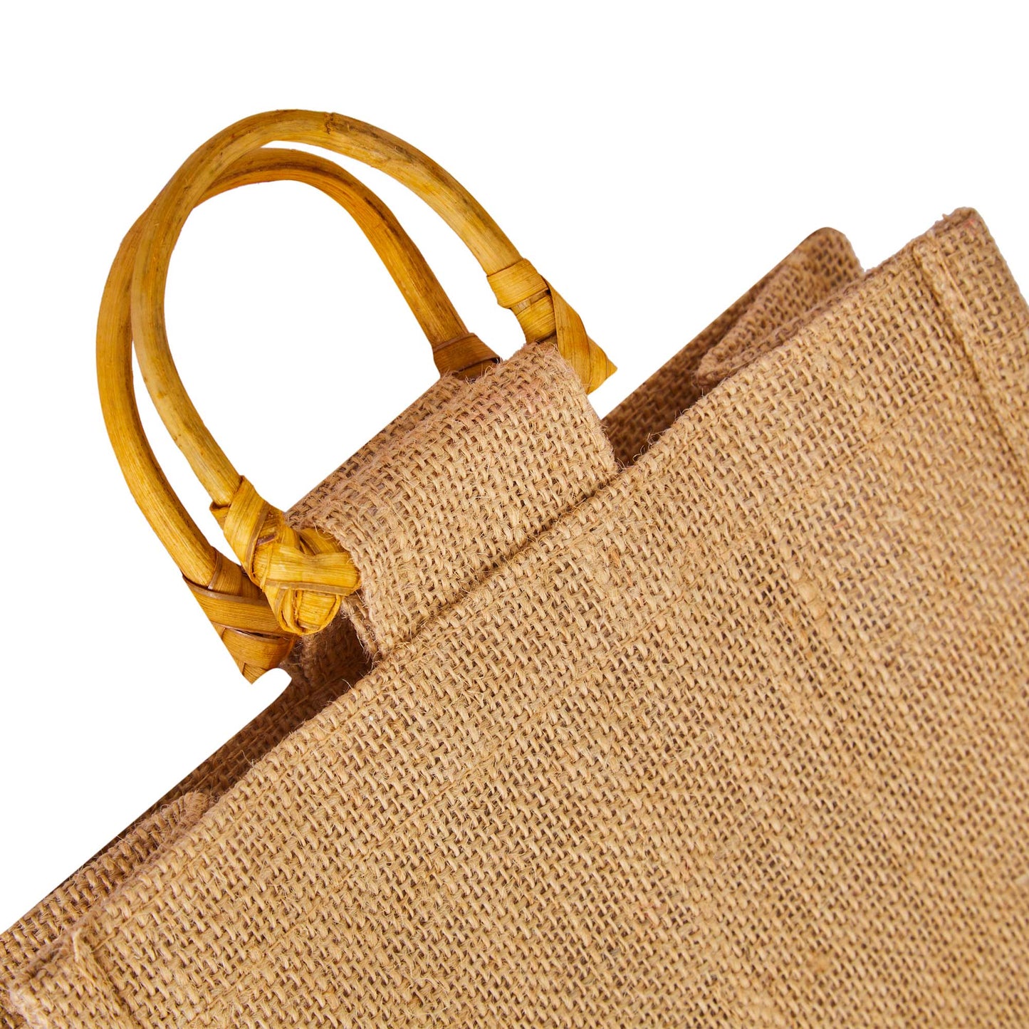 Jute Wine Gift Bags with Cane Handles – 2 Bottle Burlap Totes for Celebrations & Events, Wholesale (Pack of 12)